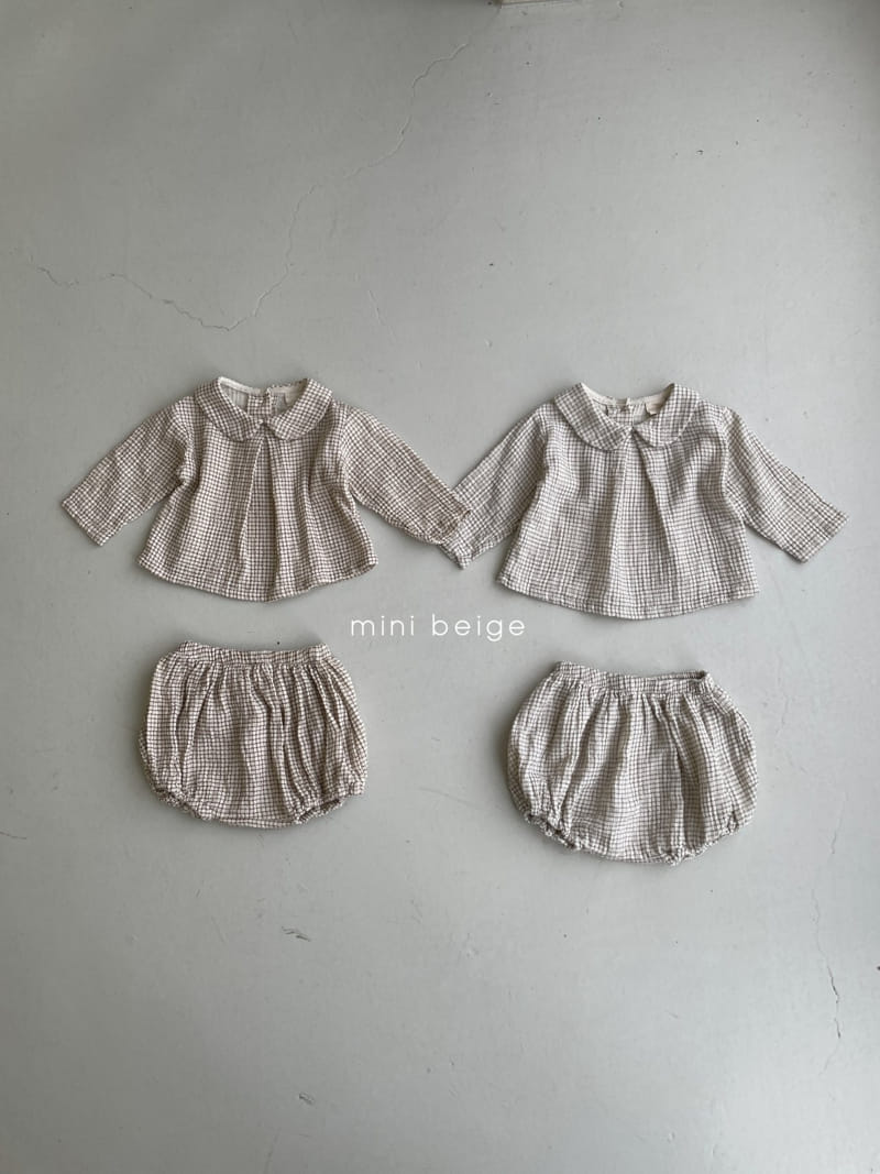 THE BEIGE - Korean Children Fashion - #Kfashion4kids - Double Check Top Bloomer Set