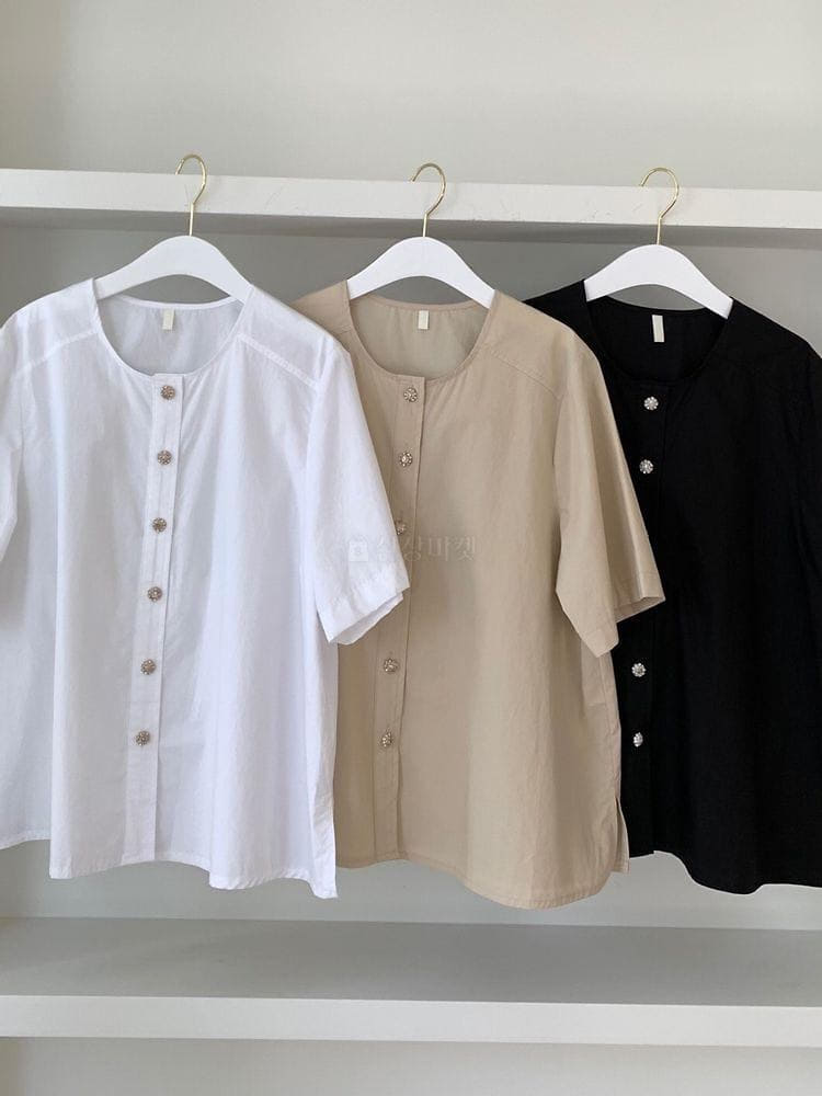 UERE - Korean Children Fashion - #Kfashion4kids - Jewel Button Blouse - 4