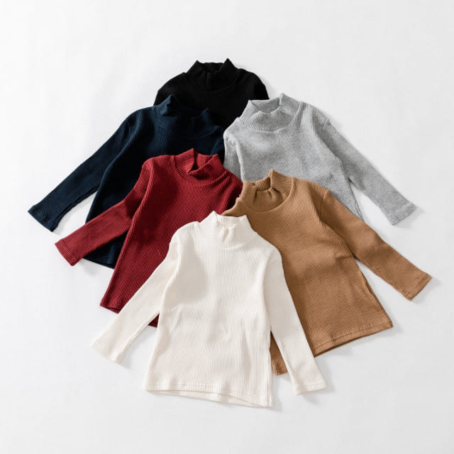 U&I - Korean Children Fashion - #Kfashion4kids - Rib Half Turtleneck Tee