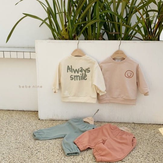 BEBE NINE - Korean Children Fashion - #Kfashion4kids - Smile Top Bottom Set