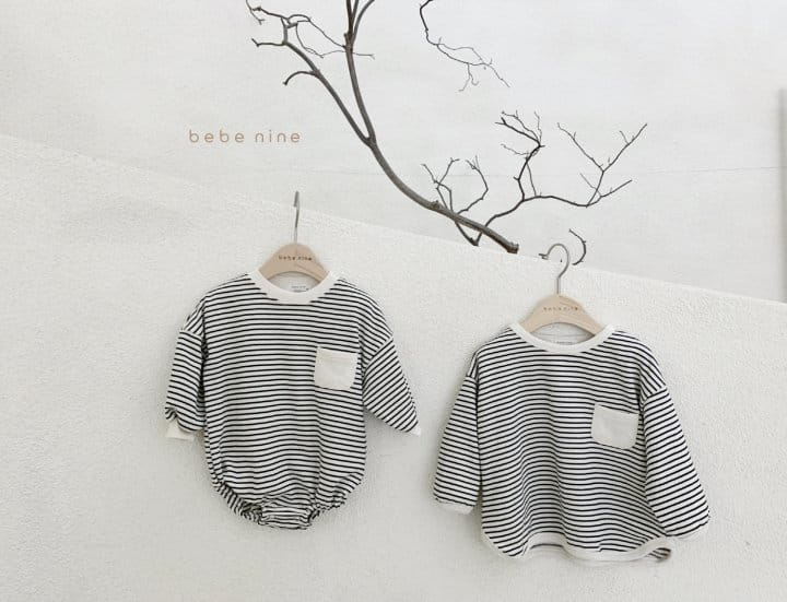 BEBE NINE - Korean Children Fashion - #Kfashion4kids - Pocket Stripes Bodysuit - 3