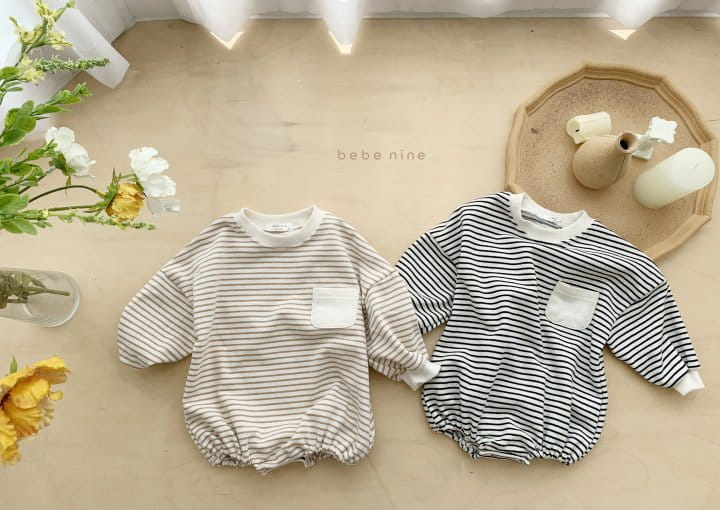 BEBE NINE - Korean Children Fashion - #Kfashion4kids - Pocket Stripes Bodysuit - 6