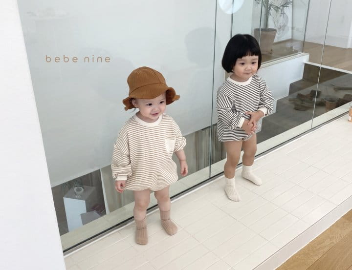 BEBE NINE - Korean Children Fashion - #Kfashion4kids - Pocket Stripes Bodysuit - 9