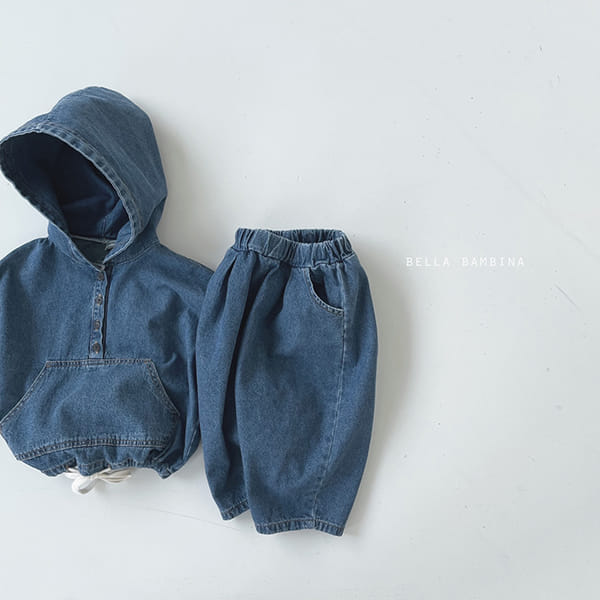 BELLA BAMBINA - Korean Children Fashion - #Kfashion4kids - Denim Anorak Hoody Bottom Set - 10