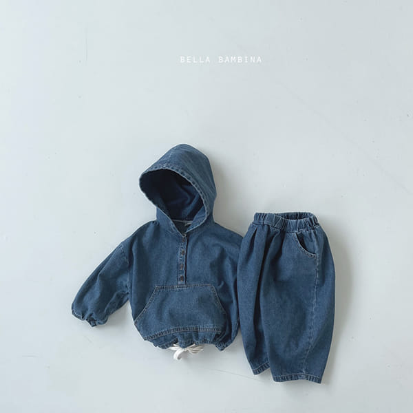 BELLA BAMBINA - Korean Children Fashion - #Kfashion4kids - Denim Anorak Hoody Bottom Set - 12