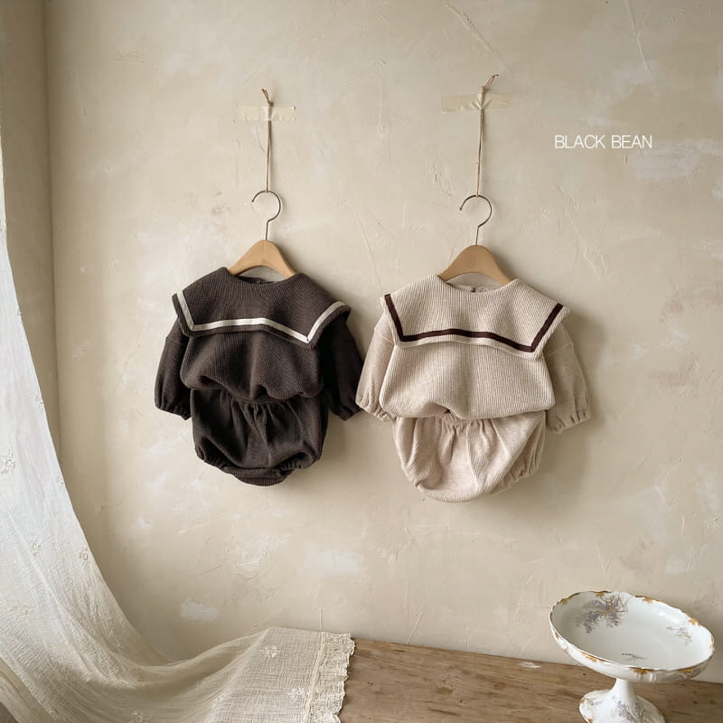 BLACK BEAN - Korean Children Fashion - #Kfashion4kids - Waffle Collar Top Bloomer Set