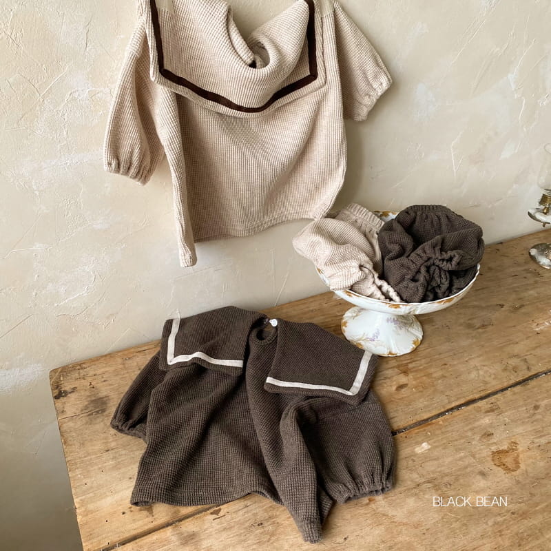 BLACK BEAN - Korean Children Fashion - #Kfashion4kids - Waffle Collar Top Bloomer Set - 4