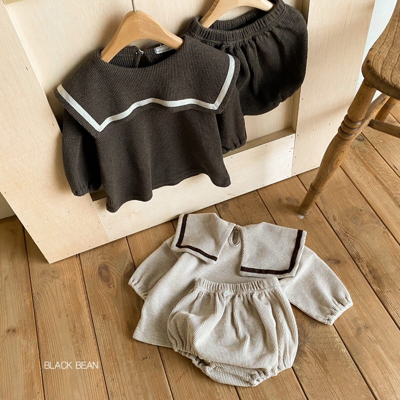 BLACK BEAN - Korean Children Fashion - #Kfashion4kids - Waffle Collar Top Bloomer Set - 9