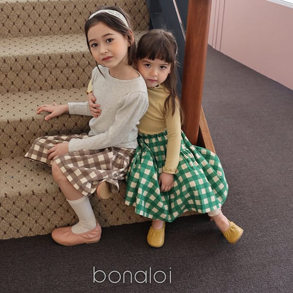 BONALOI - Korean Children Fashion - #Kfashion4kids - Second Tier Check Skirt