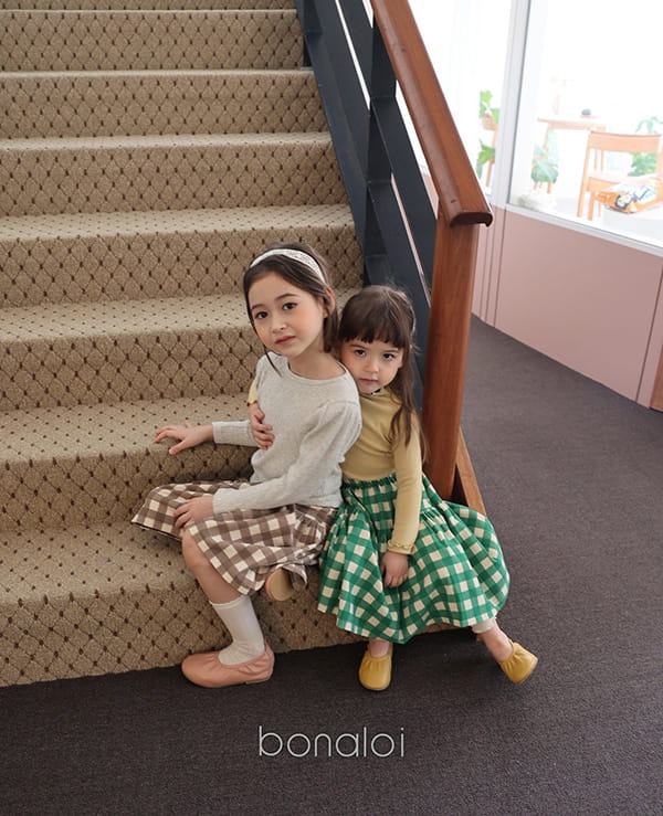 BONALOI - Korean Children Fashion - #Kfashion4kids - Second Tier Check Skirt - 2