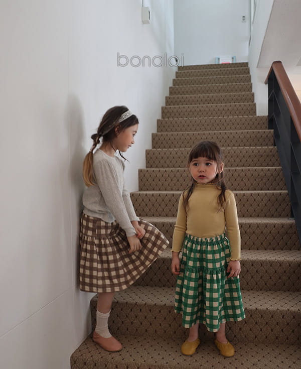 BONALOI - Korean Children Fashion - #Kfashion4kids - Second Tier Check Skirt - 3