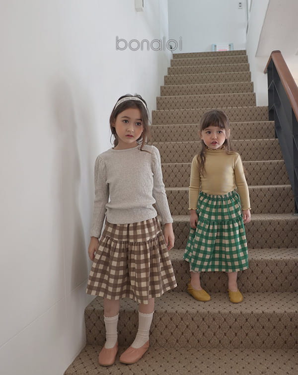 BONALOI - Korean Children Fashion - #Kfashion4kids - Second Tier Check Skirt - 5