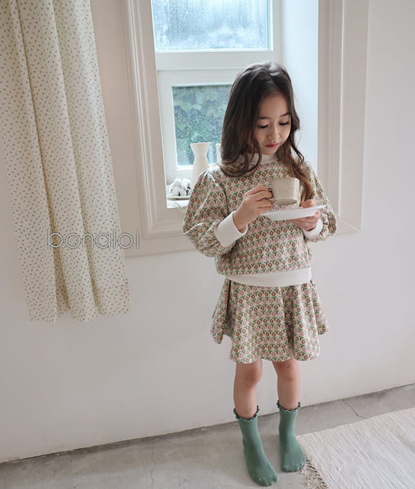 BONALOI - Korean Children Fashion - #Kfashion4kids - Oreo Jacquard Top Bottom Set - 7