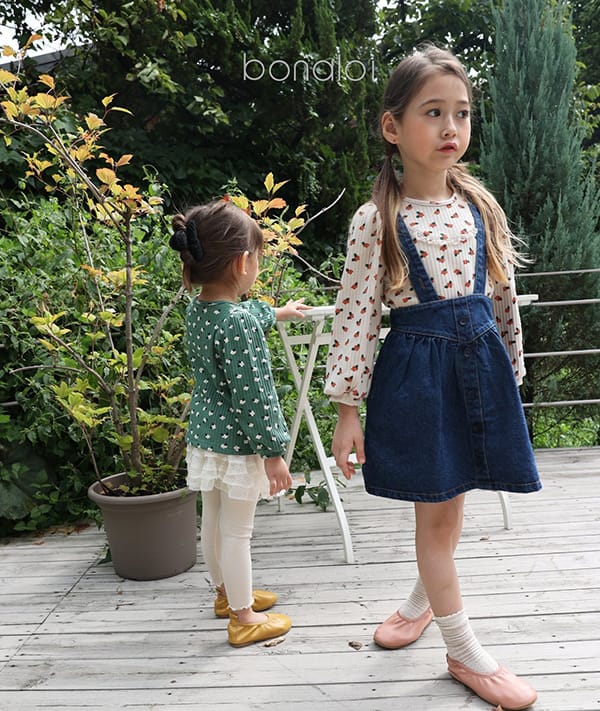 BONALOI - Korean Children Fashion - #Kfashion4kids - Vanilla Denim Suspender Skirt - 4