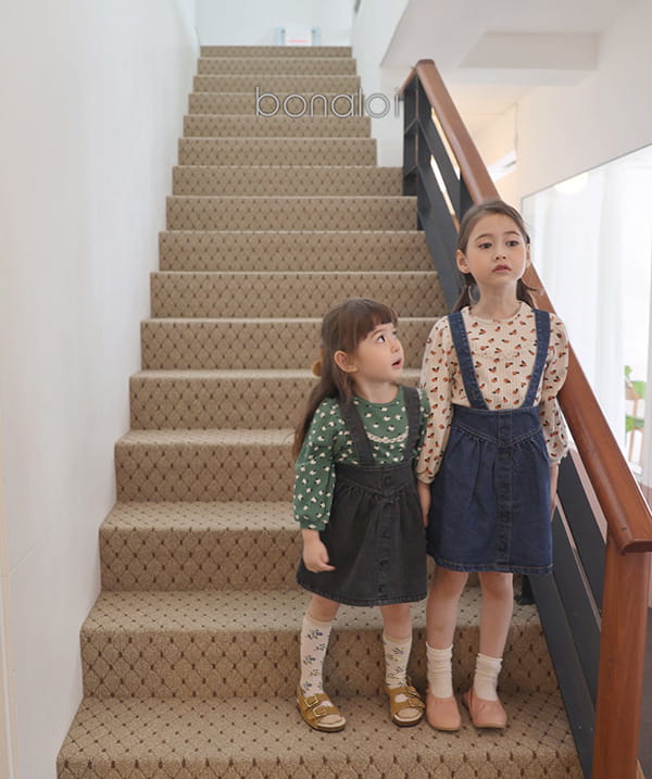 BONALOI - Korean Children Fashion - #Kfashion4kids - Vanilla Denim Suspender Skirt - 5