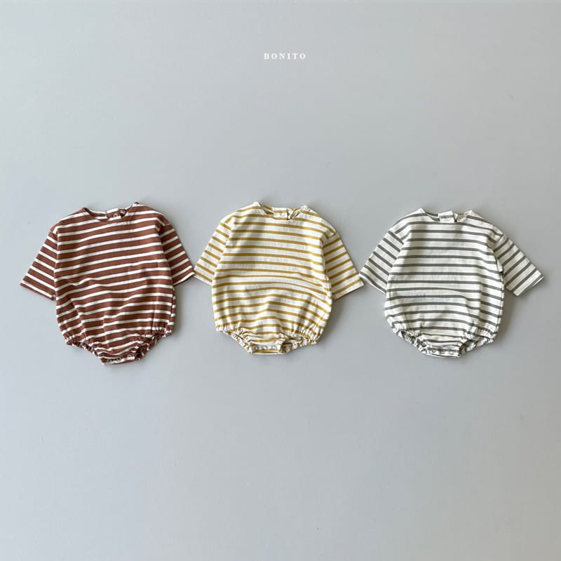 BONITO - Korean Children Fashion - #Kfashion4kids - Stripe Boatneck Bodysuit