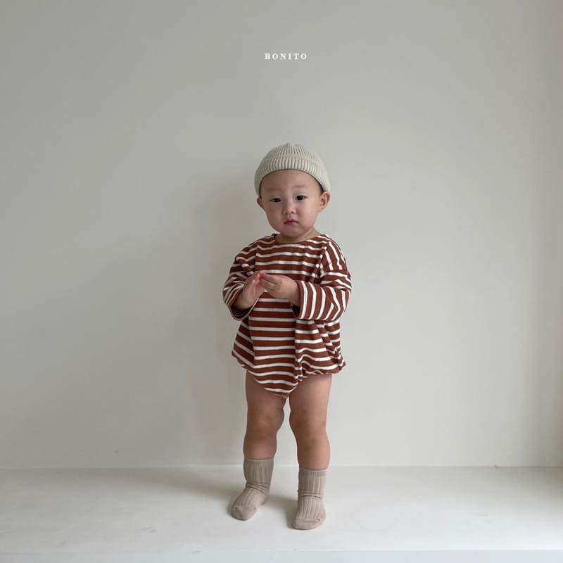 BONITO - Korean Children Fashion - #Kfashion4kids - Stripe Boatneck Bodysuit - 12