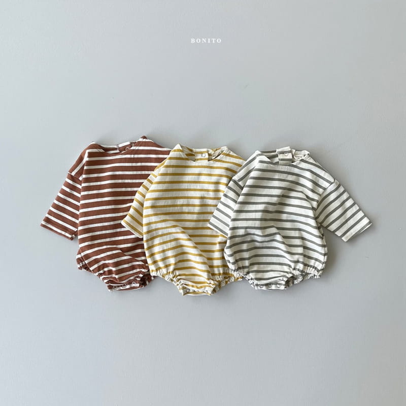 BONITO - Korean Children Fashion - #Kfashion4kids - Stripe Boatneck Bodysuit - 2