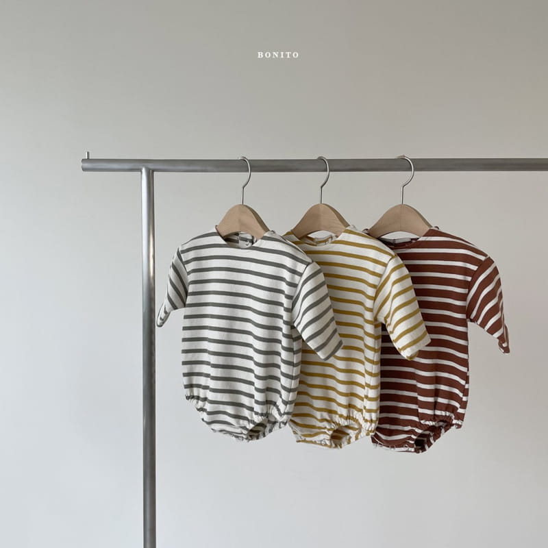 BONITO - Korean Children Fashion - #Kfashion4kids - Stripe Boatneck Bodysuit - 4