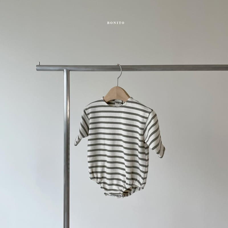 BONITO - Korean Children Fashion - #Kfashion4kids - Stripe Boatneck Bodysuit - 6