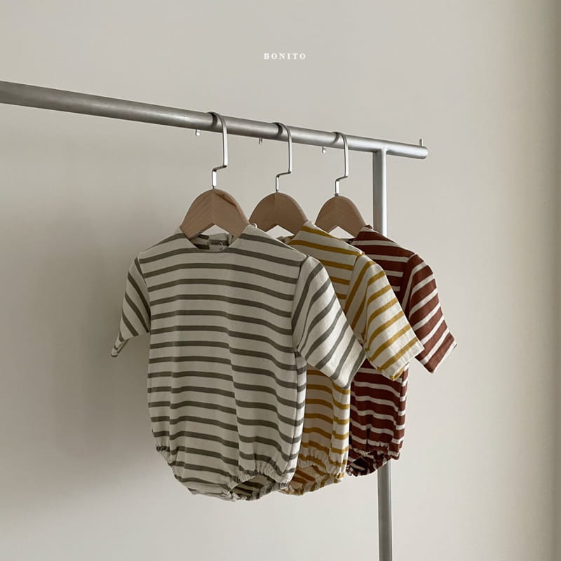 BONITO - Korean Children Fashion - #Kfashion4kids - Stripe Boatneck Bodysuit - 8
