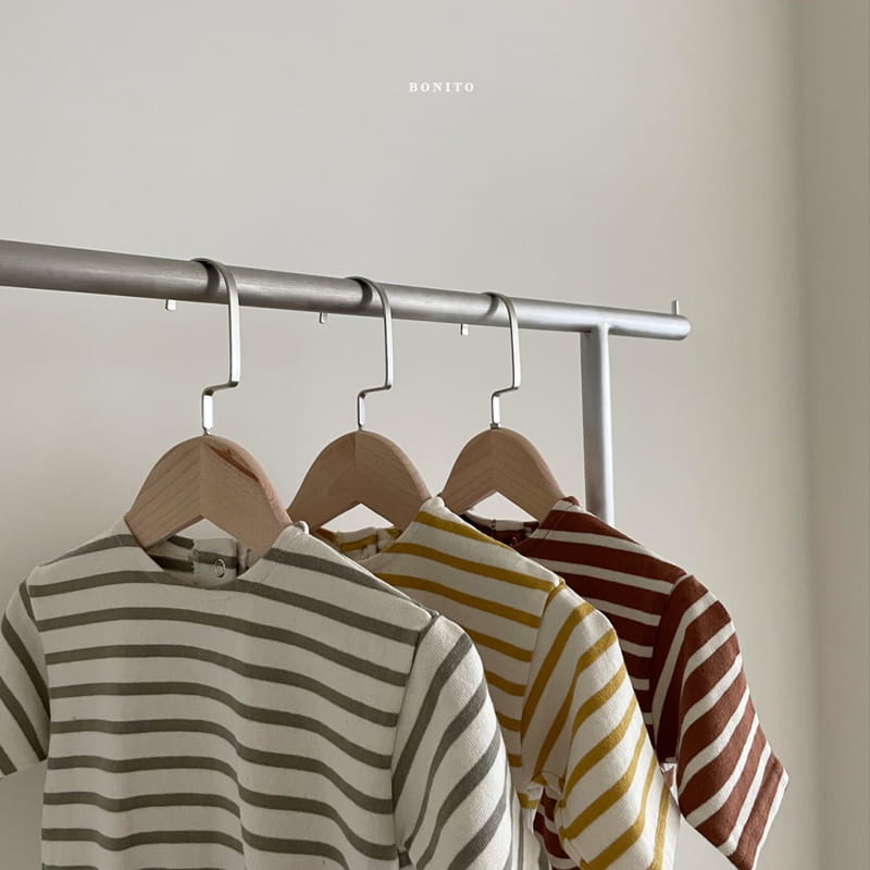 BONITO - Korean Children Fashion - #Kfashion4kids - Stripe Boatneck Bodysuit - 9