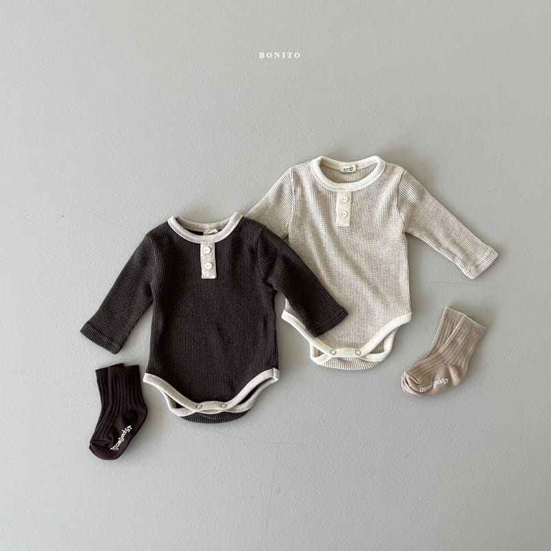 BONITO - Korean Children Fashion - #Kfashion4kids - Waffle Colored Bodysuit - 2