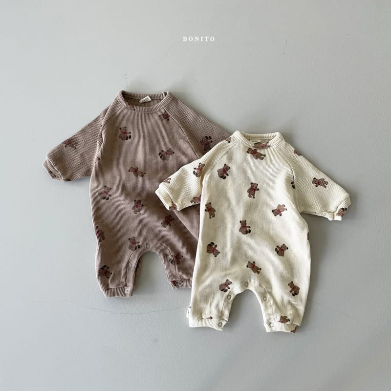 BONITO - Korean Children Fashion - #Kfashion4kids - Waffle Bear Bodysuit - 4