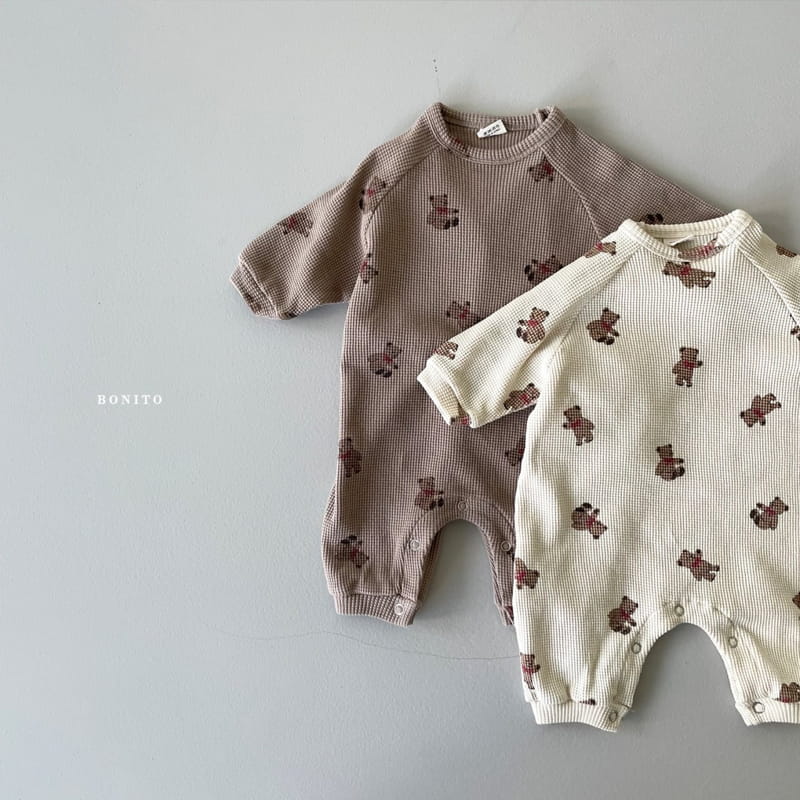 BONITO - Korean Children Fashion - #Kfashion4kids - Waffle Bear Bodysuit - 6