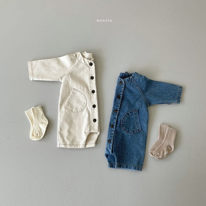 BONITO - Korean Children Fashion - #Kfashion4kids - Denim Two Pockets Bodysuit - 3