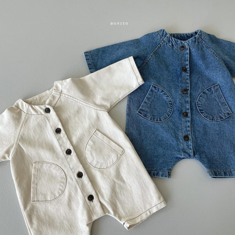 BONITO - Korean Children Fashion - #Kfashion4kids - Denim Two Pockets Bodysuit - 4