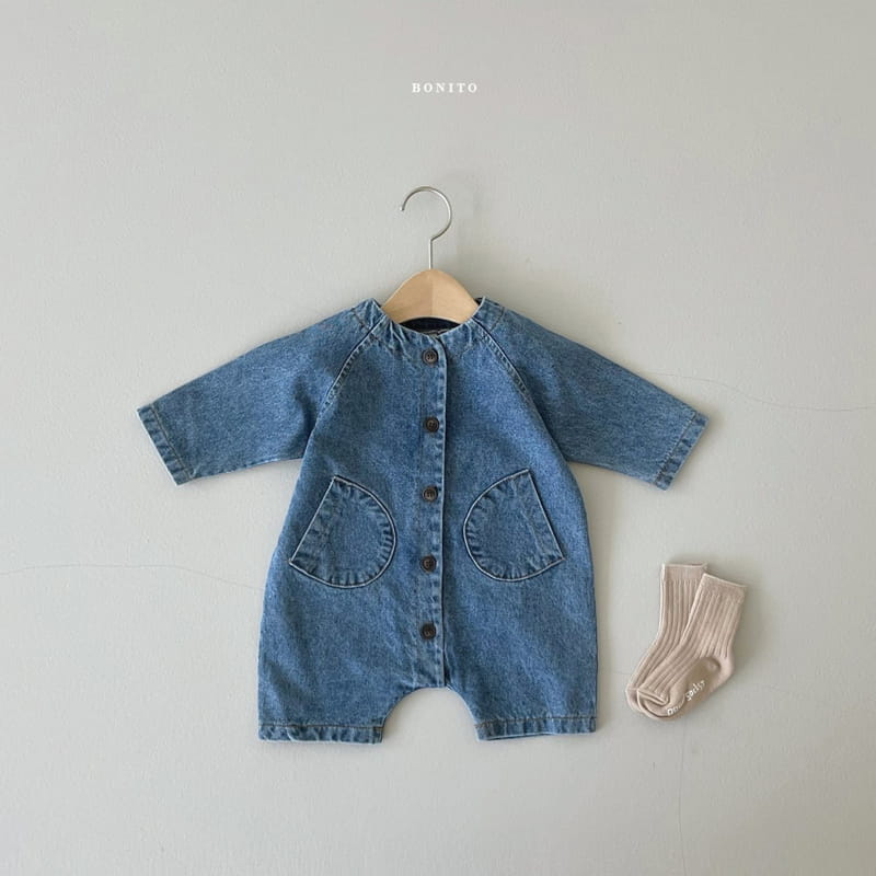 BONITO - Korean Children Fashion - #Kfashion4kids - Denim Two Pockets Bodysuit - 5