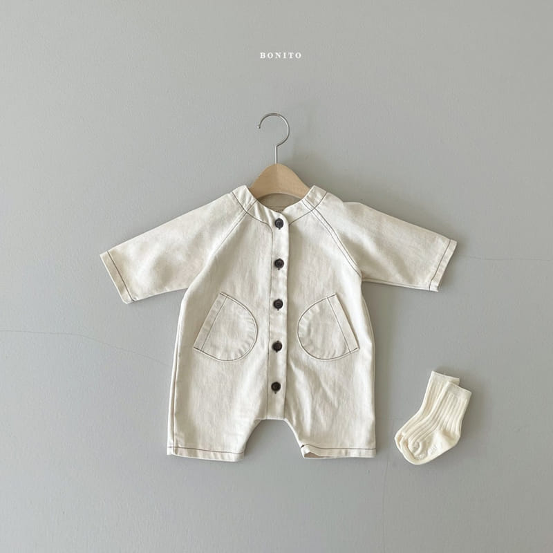 BONITO - Korean Children Fashion - #Kfashion4kids - Denim Two Pockets Bodysuit - 6