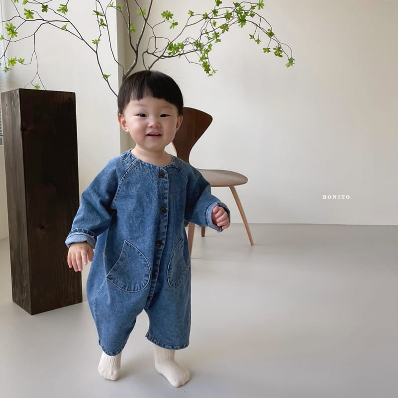BONITO - Korean Children Fashion - #Kfashion4kids - Denim Two Pockets Bodysuit - 9