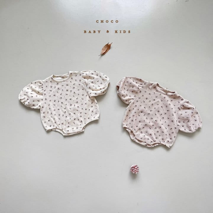 CHOCO-BEBE - Korean Children Fashion - #Kfashion4kids - Flower Shirring Waffle Bodysuit