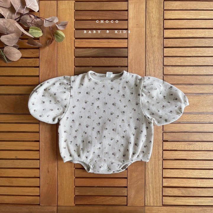 CHOCO-BEBE - Korean Children Fashion - #Kfashion4kids - Flower Shirring Waffle Bodysuit - 5