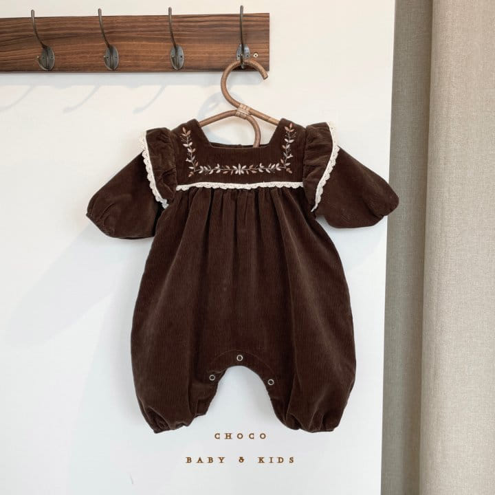 CHOCO-BEBE - Korean Children Fashion - #Kfashion4kids - Corduroy Frill Embroidery Bodysuit - 10