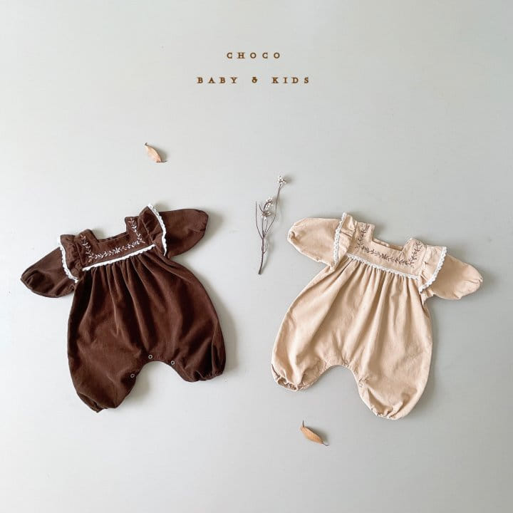 CHOCO-BEBE - Korean Children Fashion - #Kfashion4kids - Corduroy Frill Embroidery Bodysuit - 3