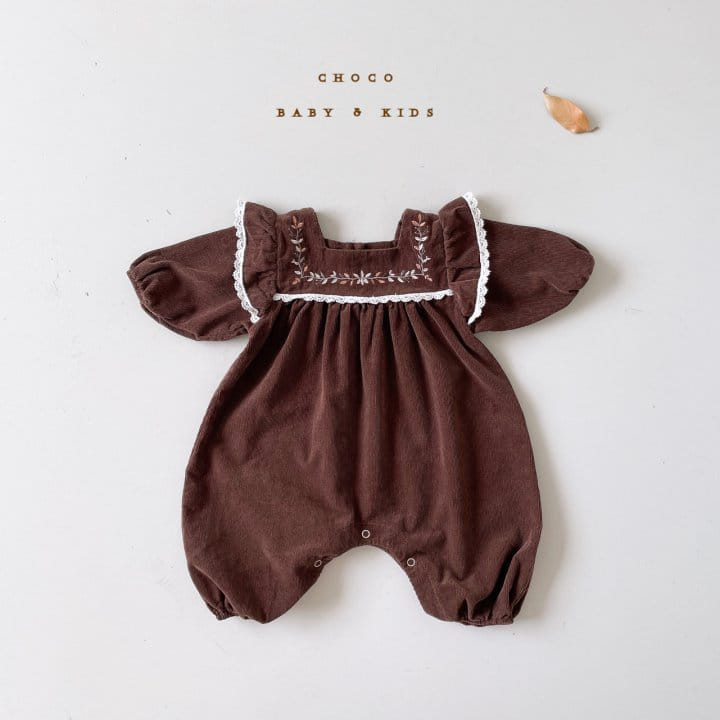 CHOCO-BEBE - Korean Children Fashion - #Kfashion4kids - Corduroy Frill Embroidery Bodysuit - 4