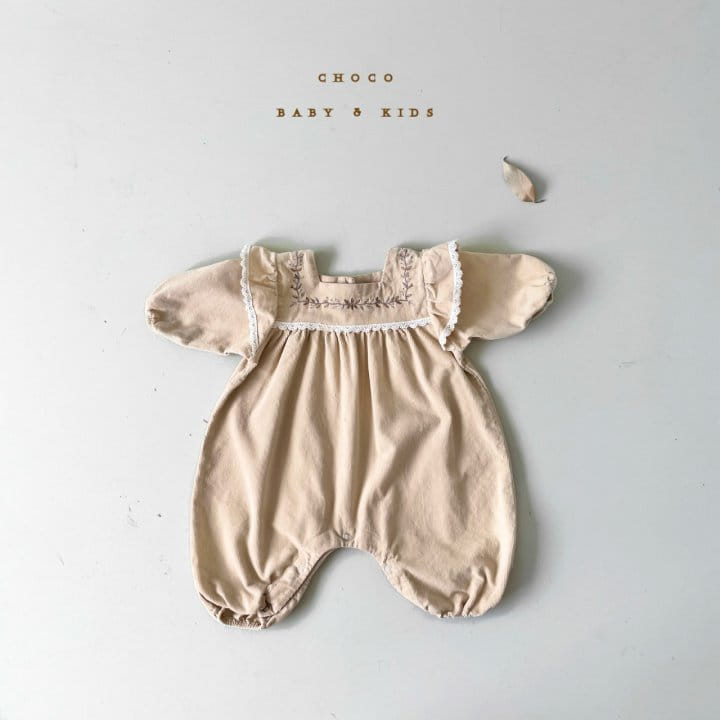 CHOCO-BEBE - Korean Children Fashion - #Kfashion4kids - Corduroy Frill Embroidery Bodysuit - 5