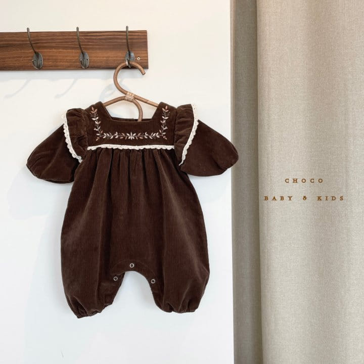 CHOCO-BEBE - Korean Children Fashion - #Kfashion4kids - Corduroy Frill Embroidery Bodysuit - 8