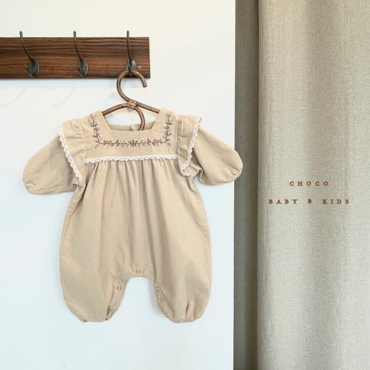 CHOCO-BEBE - Korean Children Fashion - #Kfashion4kids - Corduroy Frill Embroidery Bodysuit - 9