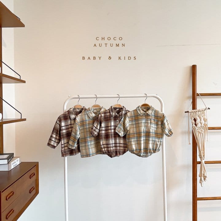 CHOCO-BEBE - Korean Children Fashion - #Kfashion4kids - Check Shirt Bodysuit