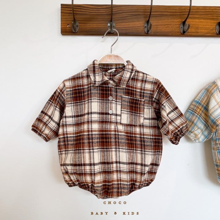CHOCO-BEBE - Korean Children Fashion - #Kfashion4kids - Check Shirt Bodysuit - 4