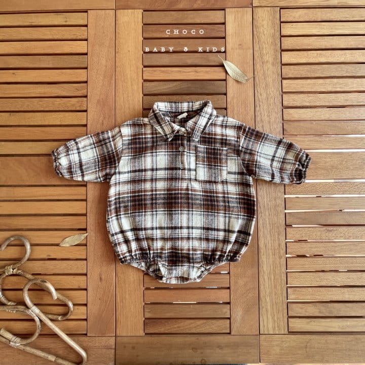 CHOCO-BEBE - Korean Children Fashion - #Kfashion4kids - Check Shirt Bodysuit - 6