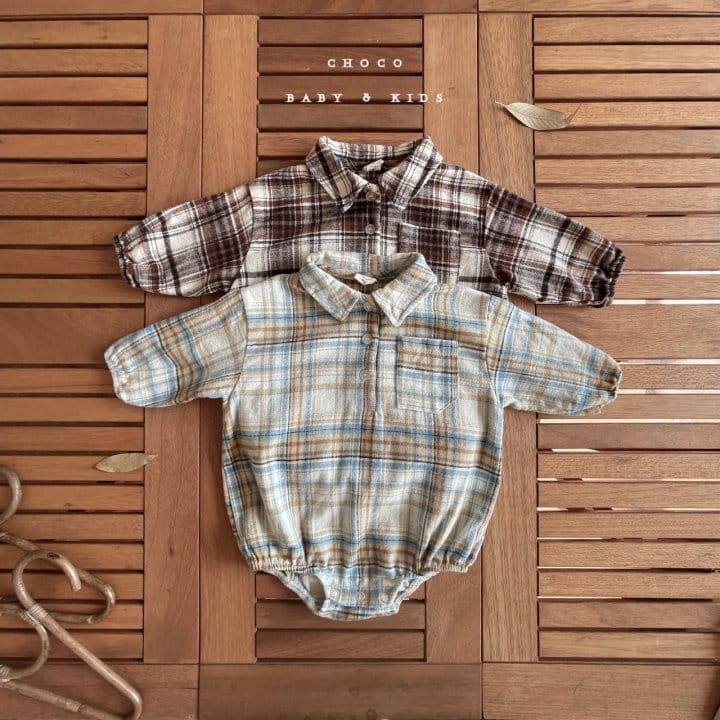 CHOCO-BEBE - Korean Children Fashion - #Kfashion4kids - Check Shirt Bodysuit - 8