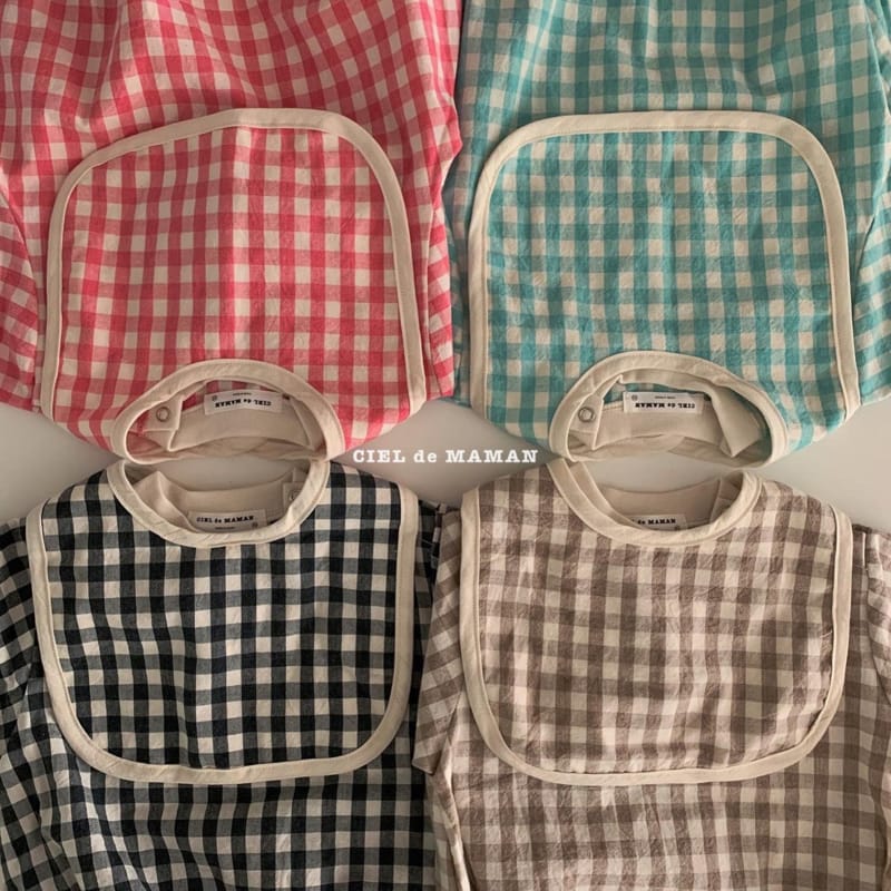 CIEL DE MAMAN - Korean Children Fashion - #Kfashion4kids - Check Bib Bodysuit