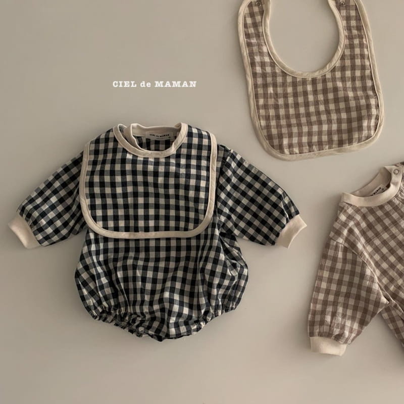 CIEL DE MAMAN - Korean Children Fashion - #Kfashion4kids - Check Bib Bodysuit - 5