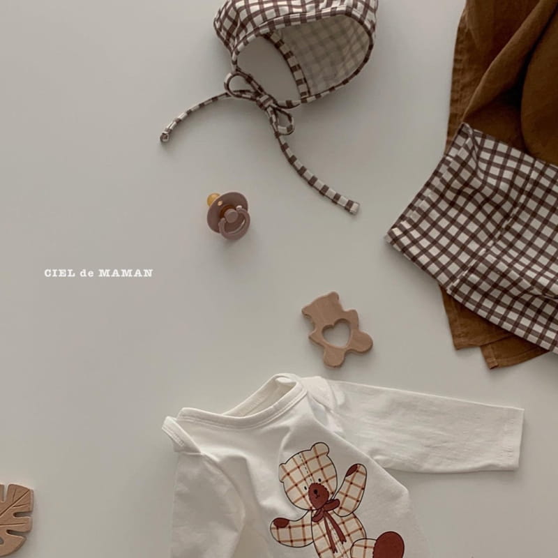 CIEL DE MAMAN - Korean Children Fashion - #Kfashion4kids - Check Bear Romper with Leggings & Hat - 3