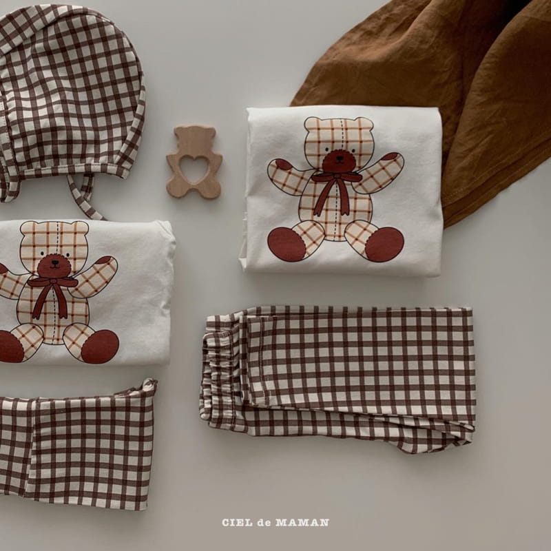 CIEL DE MAMAN - Korean Children Fashion - #Kfashion4kids - Check Bear Romper with Leggings & Hat - 8